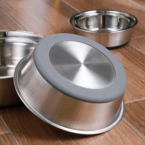 Elevate Your Pet's Dining Experience with Our Silicone Base Stainless Steel Pet Feeding And Drinking Bowl