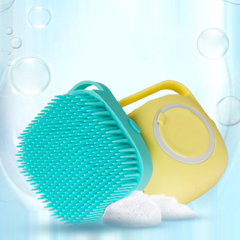 Soft Silicone Pet Bath Brush With Shampoo Dispenser For Grooming