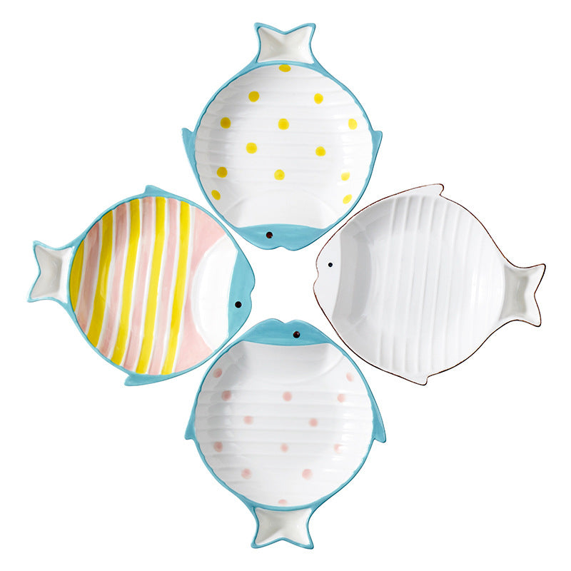 Fish Shaped Ceramic Pet Feeding Bowl