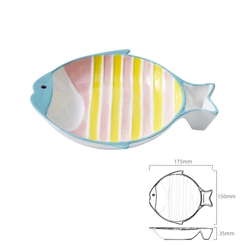Fish Shaped Ceramic Pet Feeding Bowl