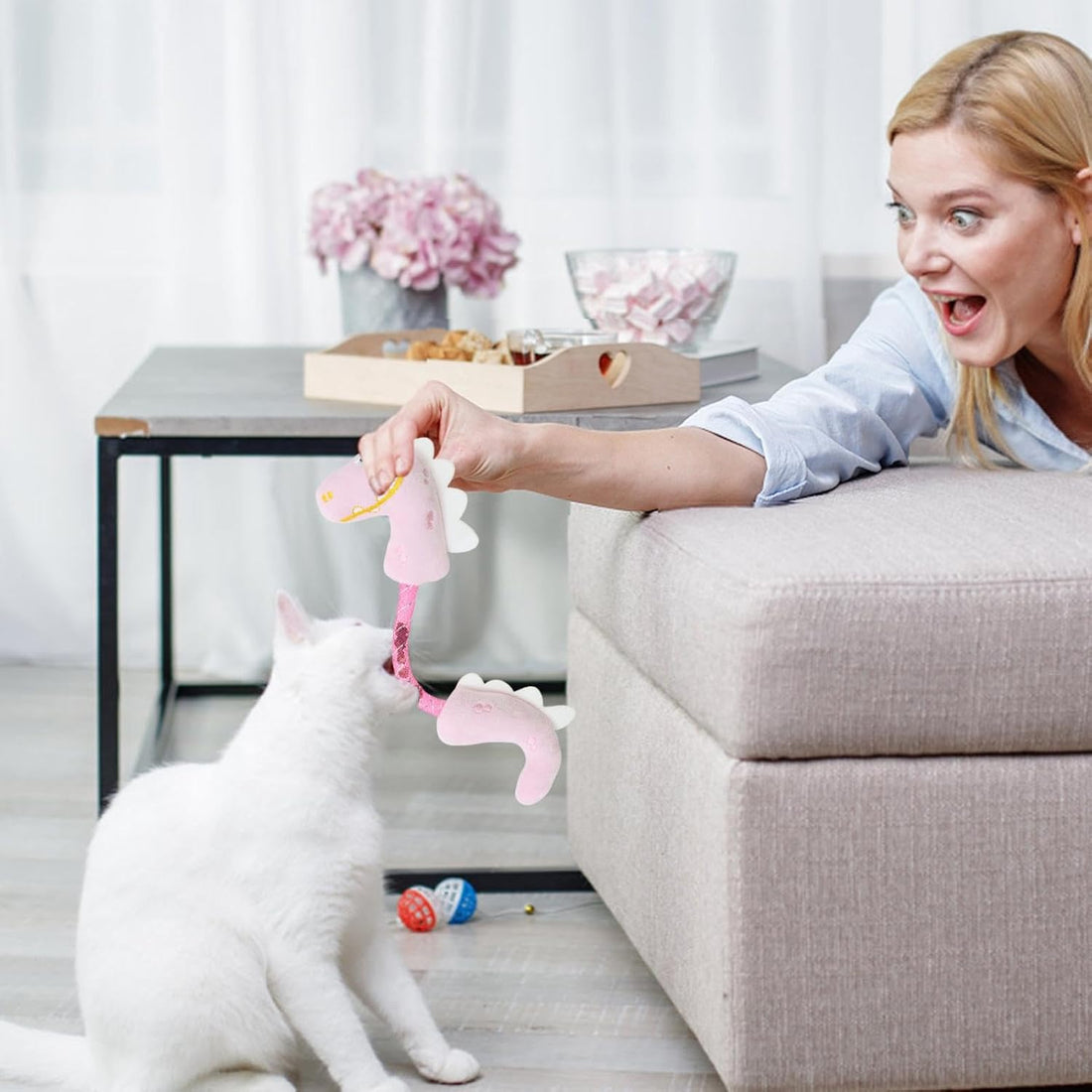 Interactive Pet Chew Toy Catnip Rope Teeth Cleaning Springs