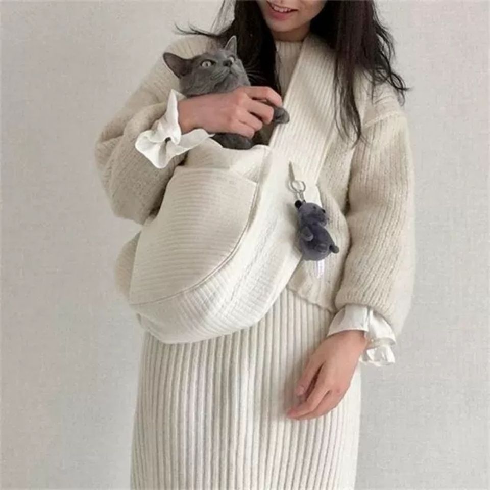 Canvas Pet Carrier Shoulder Bag Handmade Breathable Travel Tote