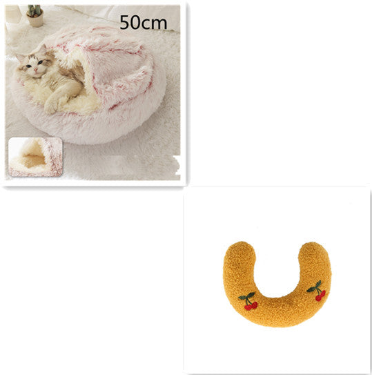 Pet Round Plush Winter Bed House Soft Warm Sleeping Bed