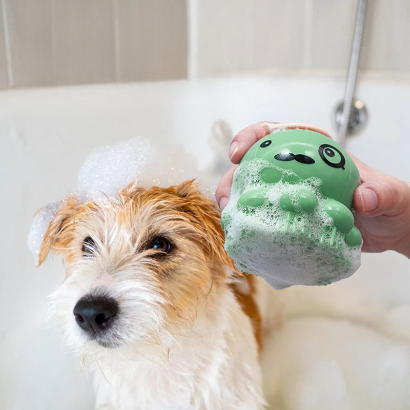 Silicone Pet Bath Massage Brush With Cleaning Comb