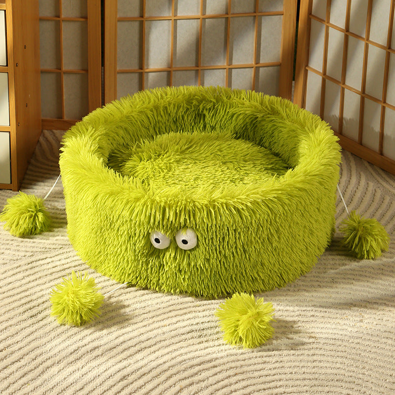 Winter Warm Cute Monster Pet Bed Round Nest House Pad
