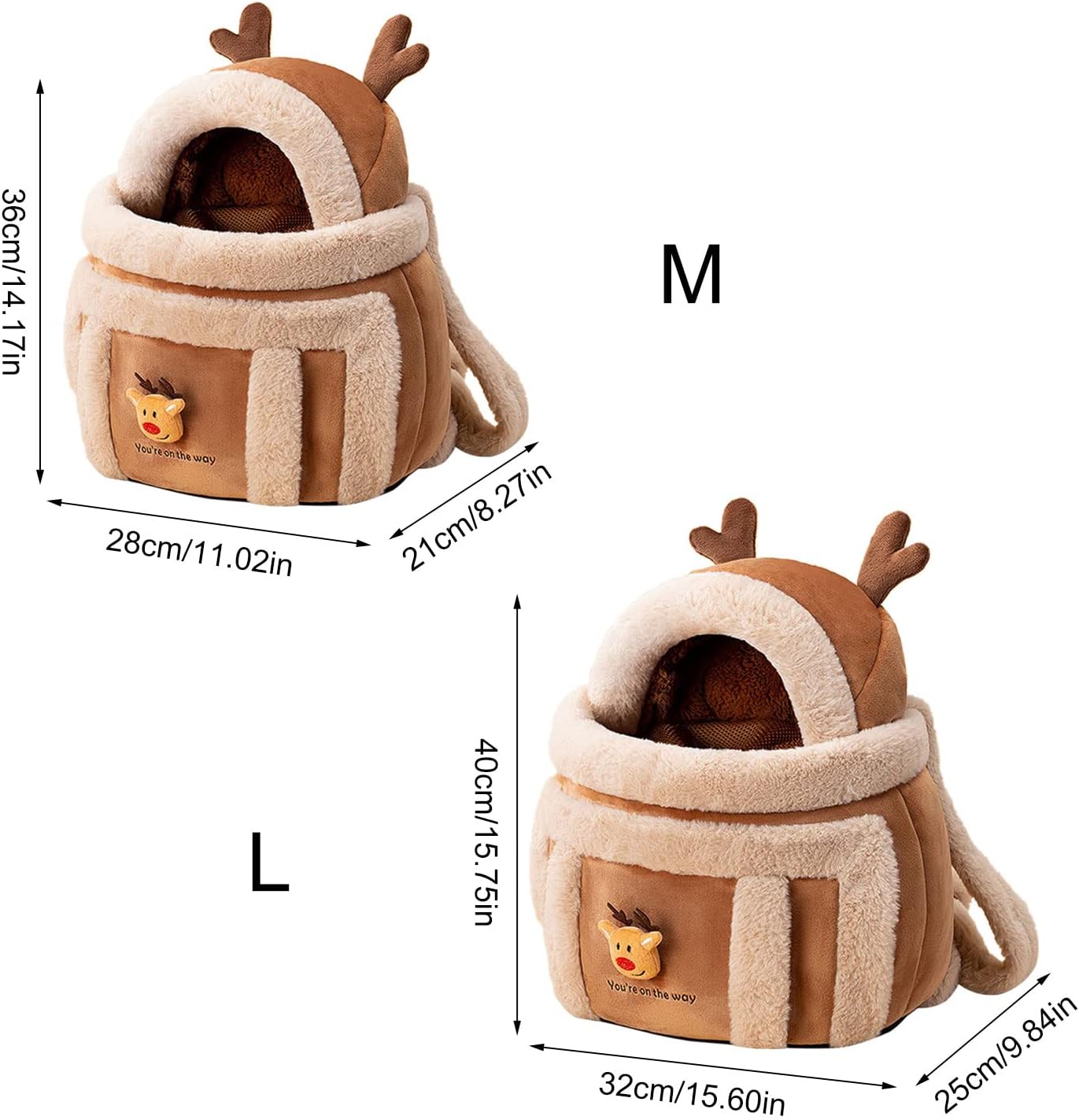 Plush Pet Backpack Carrier With Hand Warmers For Travel