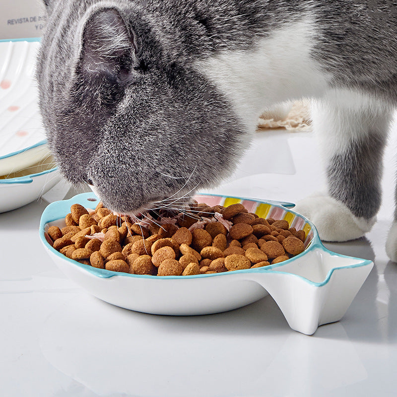 Fish Shaped Ceramic Pet Feeding Bowl
