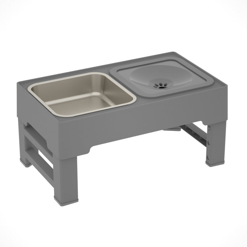 Adjustable Height Pet Double Bowl Feeding Stand