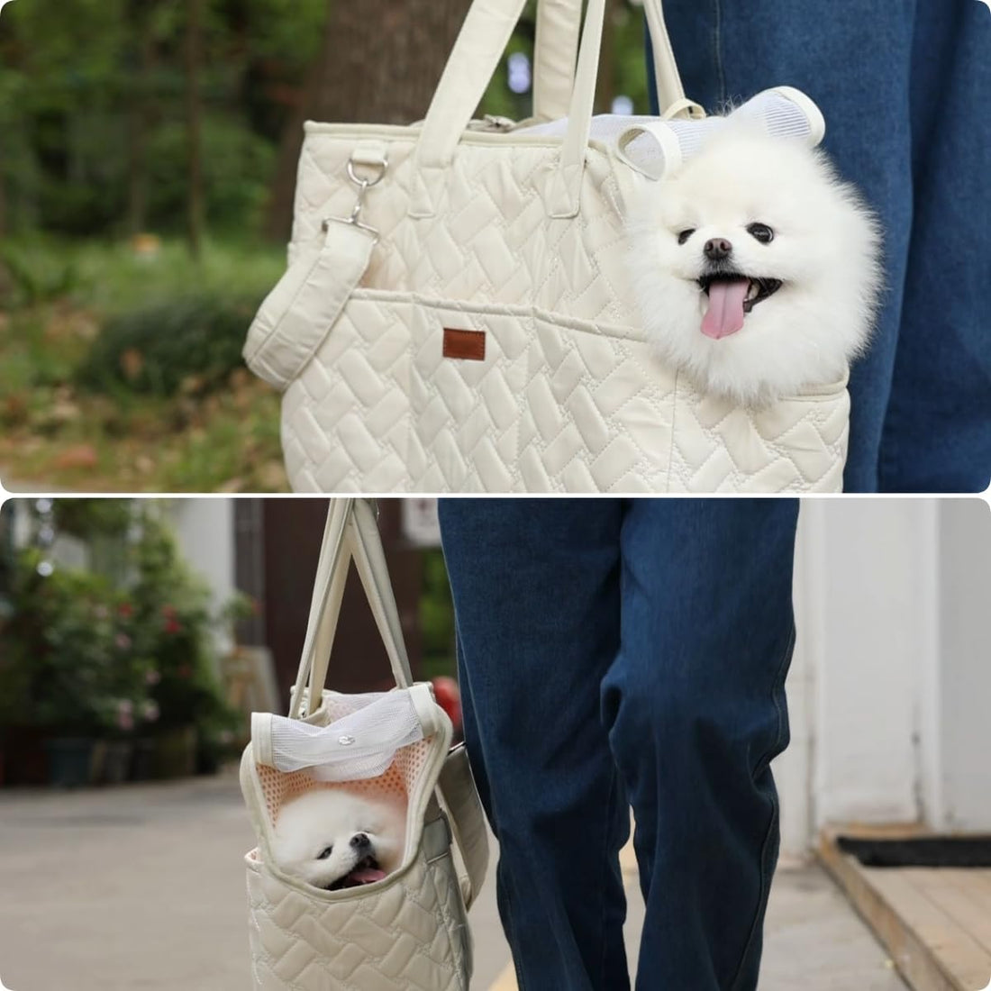 Breathable Mesh Pet Carrier Handbag With Soft Cushion And Pockets