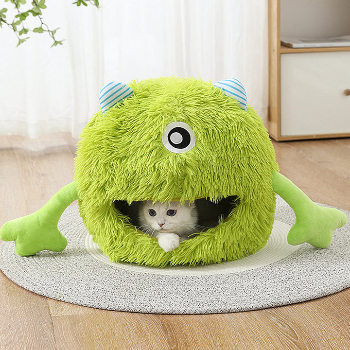 Pet Fluffy Round Calming Plush Self-Warming Bed