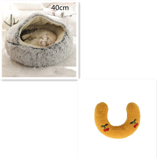Pet Round Plush Winter Bed House Soft Warm Sleeping Bed