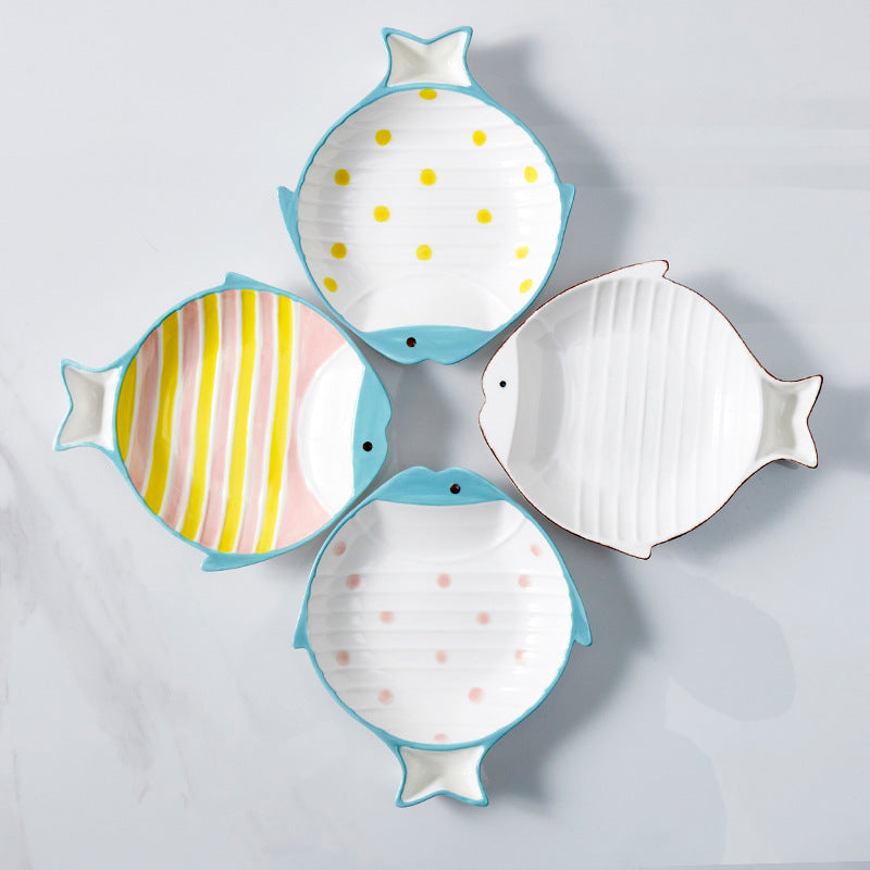 Fish Shaped Ceramic Pet Feeding Bowl