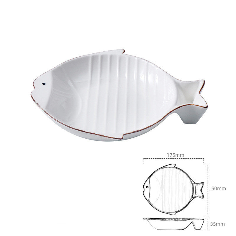 Fish Shaped Ceramic Pet Feeding Bowl