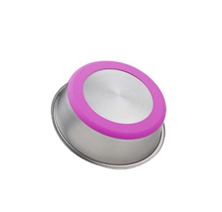 Silicone Base Stainless Steel Pet Feeding And Drinking Bowl