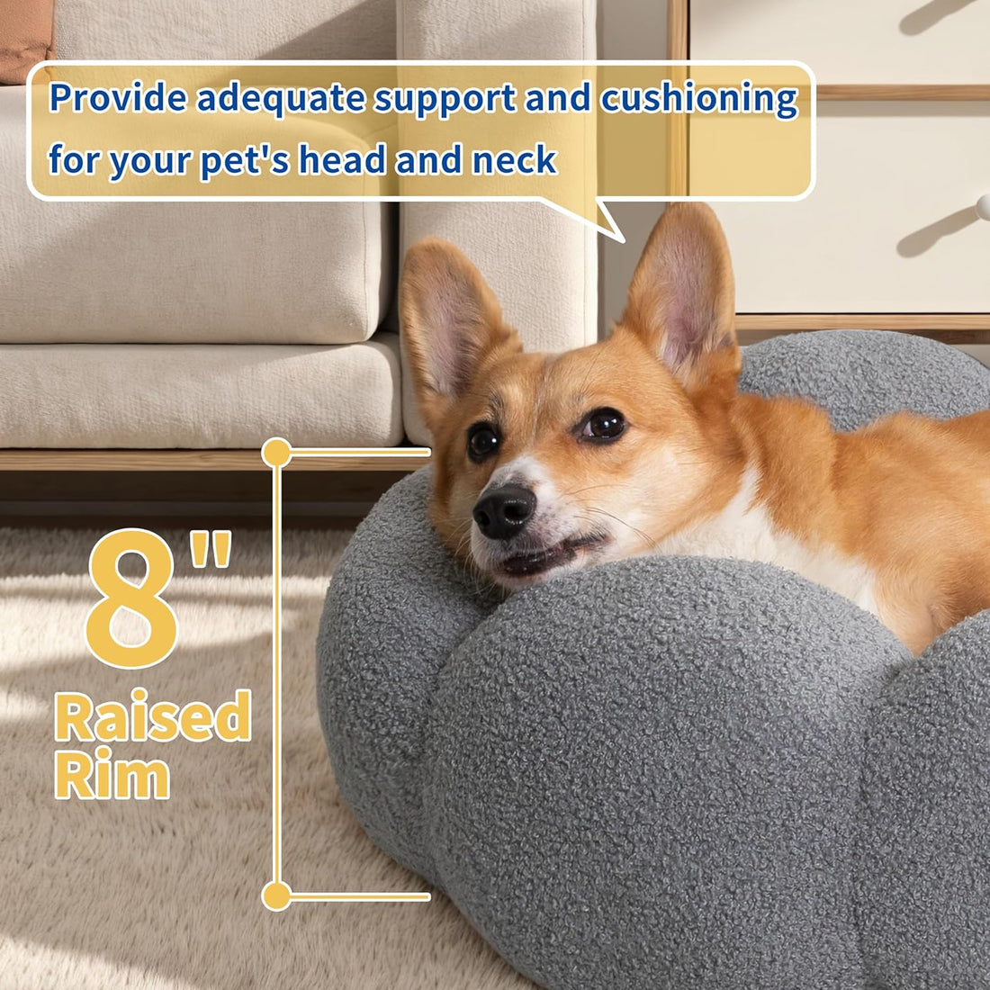 Pet Fluffy Round Donut Calming Plush Sleeping Bed