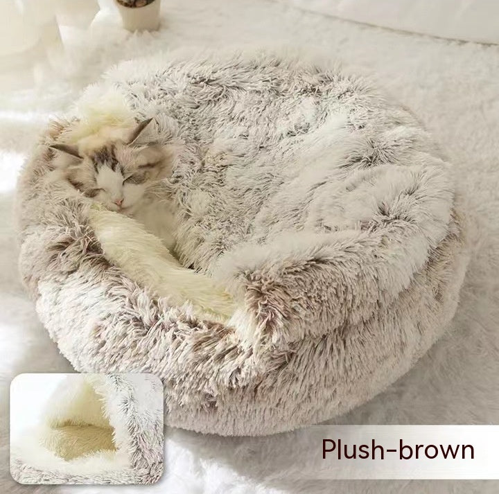 Pet Round Plush Winter Bed House Soft Warm Sleeping Bed