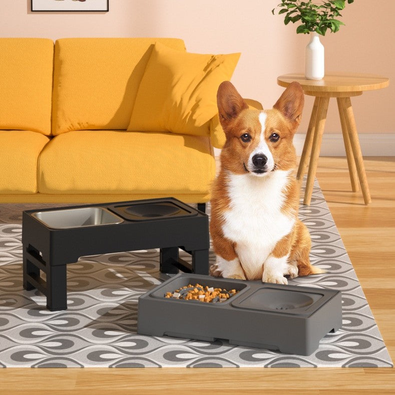Adjustable Height Pet Double Bowl Feeding Stand